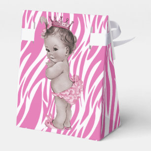 Pink Vintage Princess Baby Shower Zebra Pattern Favour Box