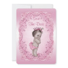Pink Vintage Princess Save The Date Baby Shower