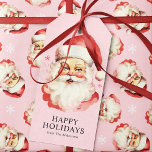 Pink Vintage Retro Santa Claus Christmas<br><div class="desc">Add a nostalgic touch to your gifts with these pink vintage Santa Claus Christmas gift tags. Featuring a charming retro Santa illustration with festive snowflakes, these tags are perfect for adding personality and warmth to your holiday presents. The classic Santa design against the pink background creates a stylish contrast that...</div>