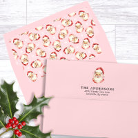 Pink Vintage Retro Santa Claus Return Address