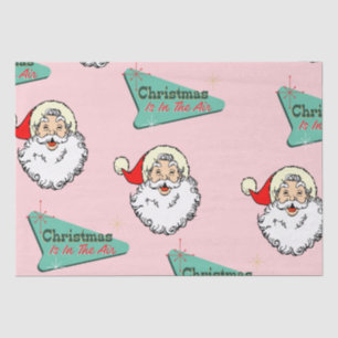 Pink Vintage Retro Santa Tissue Paper