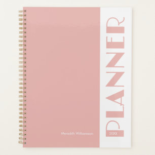 Pink Vintage Retro Stripe Personalized Plan Planner