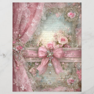 Pink Vintage Ribbon Junk Journal Scrapbook Paper