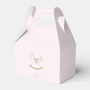 Pink Vintage Rocking Horse Cowgirl Baby Shower Favour Box