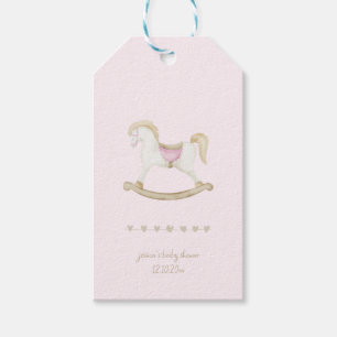 Pink Vintage Rocking Horse Cowgirl Baby Shower Gift Tags