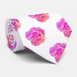 Pink Vintage Rose Floral Pattern Gift Party Favour Tie