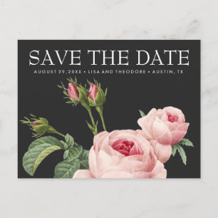 Pink vintage rose Grey WEDDING save the date Announcement Postcard