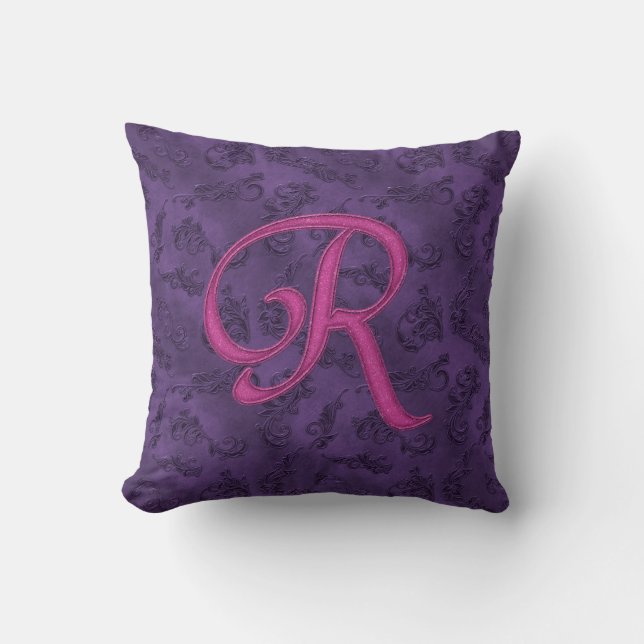 Pink Vintage Rose R Cushion (Front)