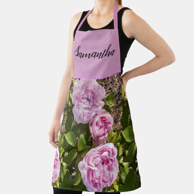Pink Vintage Rose Roses Cabbage Vintage Apron (Insitu)