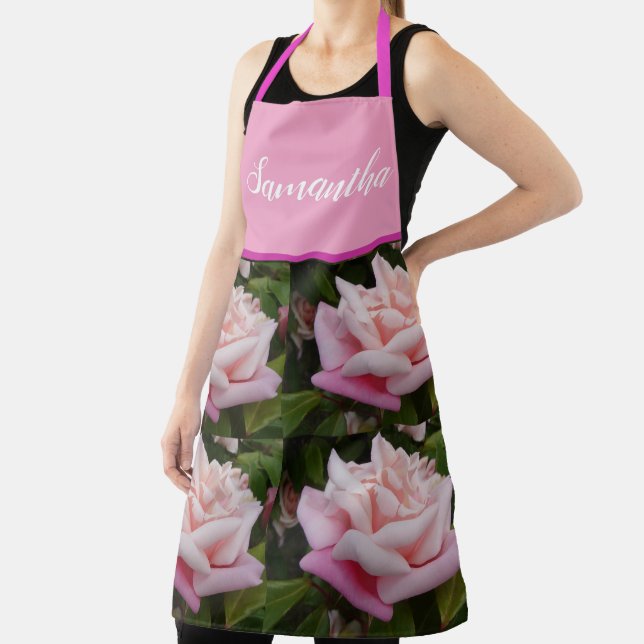 Pink Vintage Rose Roses Cabbage Vintage Apron (Insitu)