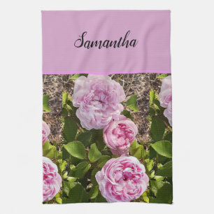 Pink Vintage Rose Roses Cabbage Vintage Blush Tea Towel