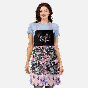 Pink Vintage Rose Roses Watercolor Customisable Apron