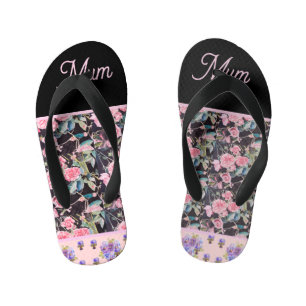 Pink Vintage Rose Roses Watercolor Mum Mothers Kid's Jandals