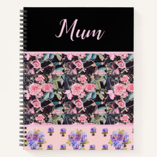 Pink Vintage Rose Roses Watercolor Mum Mothers Notebook