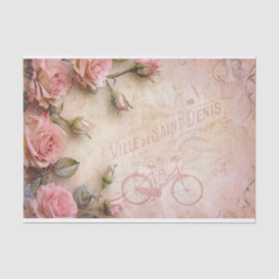 Pink Vintage Roses Decoupage Pattern Tissue Paper