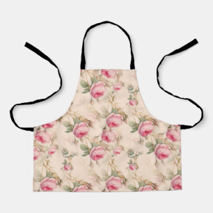 Pink vintage roses floral pattern apron