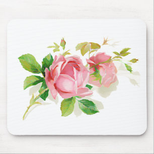 Pink vintage roses mouse pad