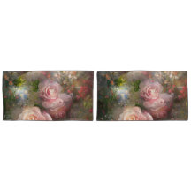Pink Vintage Roses Painted In Old Dutch Style