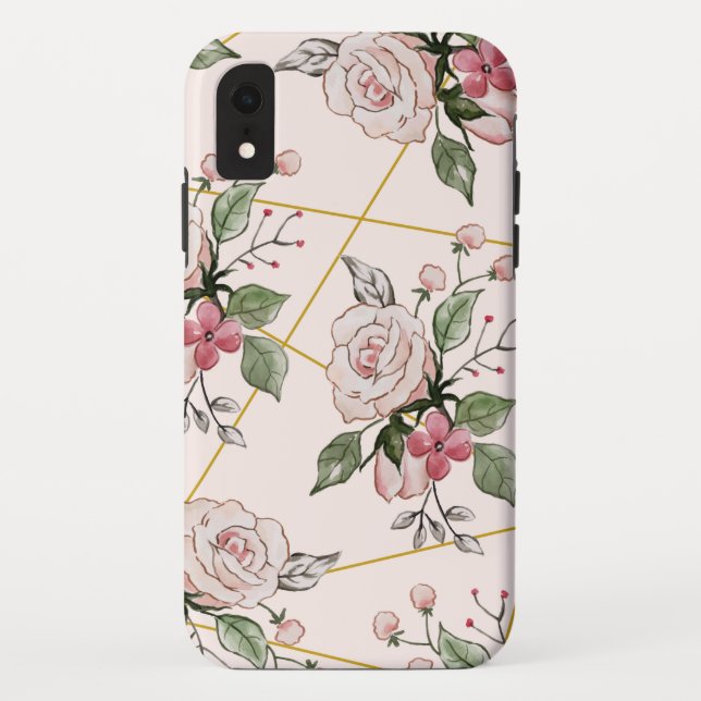 Pink vintage roses pattern Case-Mate iPhone case (Back)