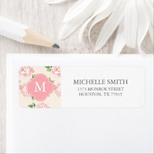 Pink Vintage Roses Pattern Monogrammed