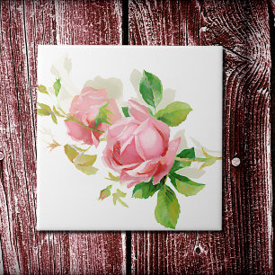 Pink vintage roses tile