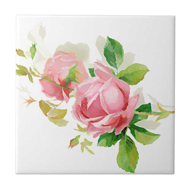 Pink vintage roses tile (Front)