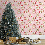 Pink Vintage Santa Claus Christmas<br><div class="desc">Bring the magic of the holidays into your home with this pink vintage Santa Claus Christmas wallpaper. Featuring charming illustrations of Santa's cheerful face and delicate snowflakes against a pink background, this design adds a festive and nostalgic touch to any room. Perfect for creating a cosy and merry atmosphere, this...</div>