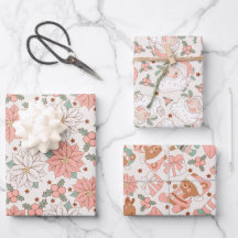 Pink Vintage Santa Floral Christmas Toys
