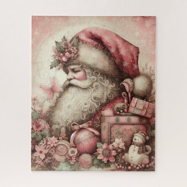 Pink Vintage Santa Puzzle (Vertical)