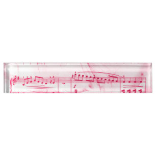 Pink Vintage Sheet Music Grunge Song Paper Nameplate