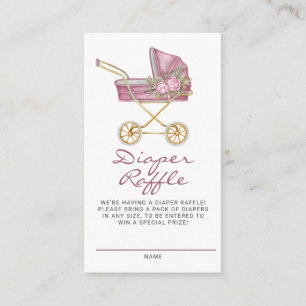 Pink Vintage Stroller Floral Diaper Raffle Game Enclosure Card