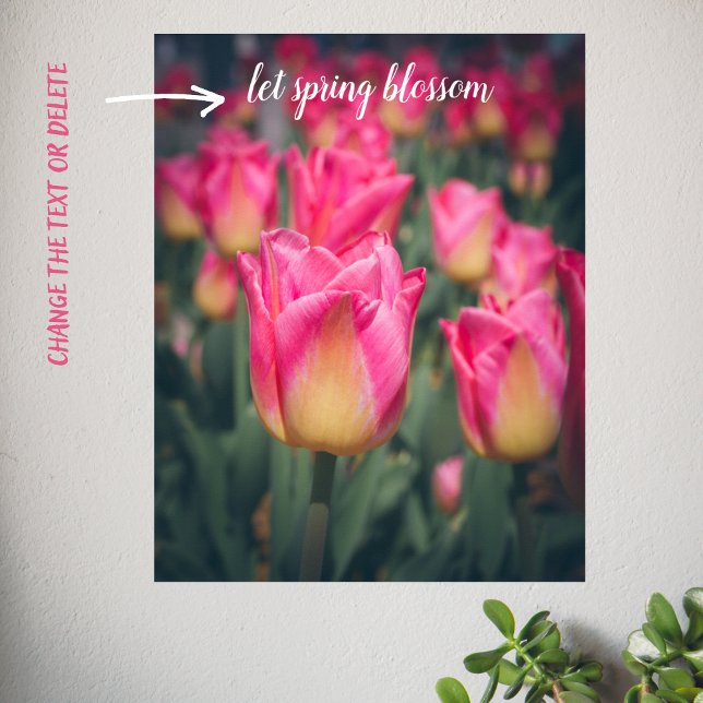 Pink vintage style spring tulips  poster (Creator Uploaded)