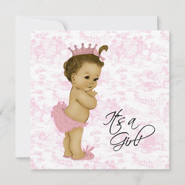 Pink Vintage Toile Baby Girl Shower Invitation (Front)