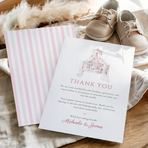 Pink Vintage Toile du Juoy Girl Baby Shower Thank You Card
