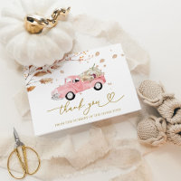 Pink Vintage Truck Fall Girl Baby Shower Thank You