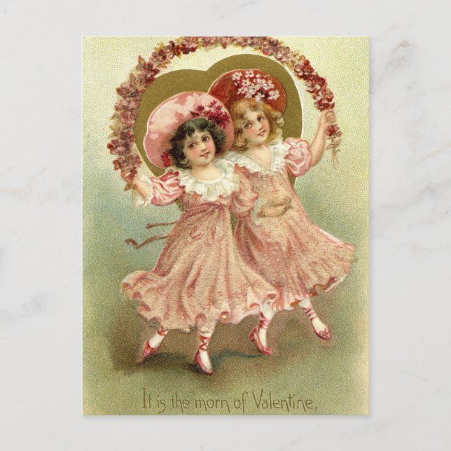 Pink Vintage Valentine's Day Friendship Holiday Postcard (Front)