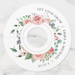 Pink Vintage Watercolor Floral Wine Glass Tag