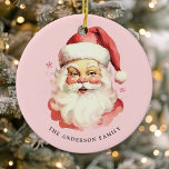 Pink Vintage Watercolor Santa Claus Christmas Ceramic Tree Decoration<br><div class="desc">Celebrate the festive season with our Pink Vintage Watercolor Santa Claus Christmas Ceramic Ornament! This charming ornament features a nostalgic Santa Claus design set against a stylish solid background, combining vintage charm with modern flair. Perfect for adding a festive touch to your Christmas Tree. Personalise this custom design with your...</div>