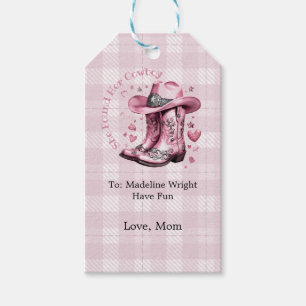 Pink Vintage Western Cowgirl Bachelorette Party Gift Tags