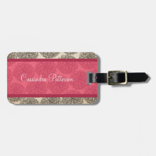 Pink Vintage Zinnia Luggage Tag