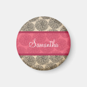 Pink Vintage Zinnia Magnet