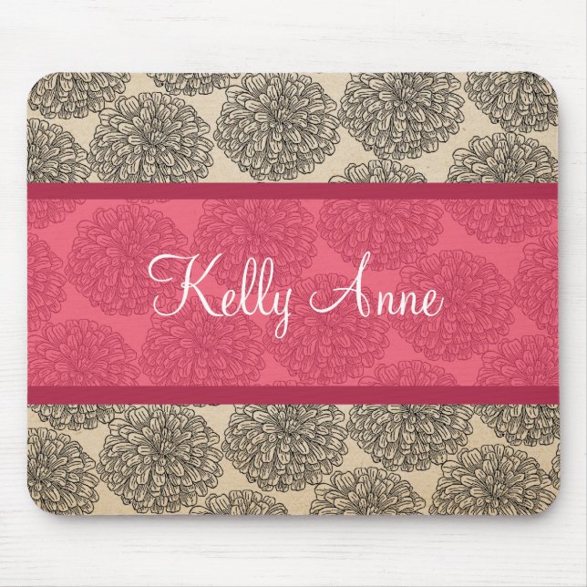 Pink Vintage Zinnia Mousepad (Front)