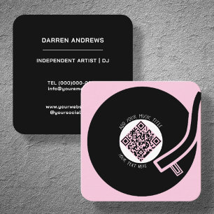 Pink Vinyl LP   Music QR Code  Square Business Card