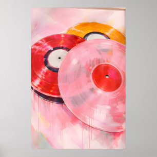 Pink Vinyl Record Wall Art, Y2K Girly Room, Retro Poster