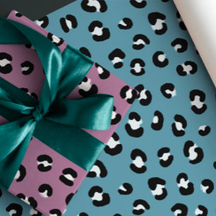 Pink, Violet, Blue Sassy Leopard Print Wraps Wrapping Paper Sheet