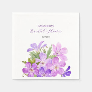 Pink Violet Geranium Floral Bridal Shower  Napkin