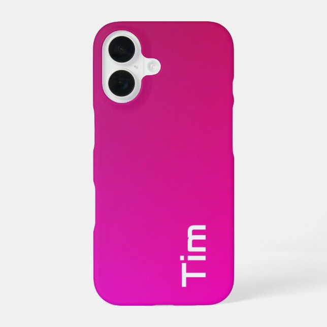 Pink-Violet Gradient – Personalised with Your Name iPhone 16 Case (Back)