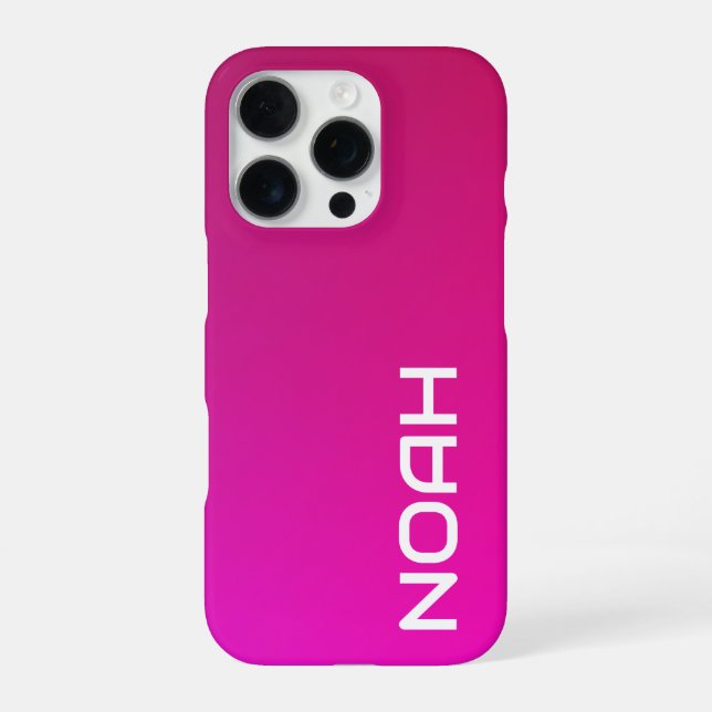 Pink-Violet Gradient – Personalised with Your Name iPhone Case (Back)