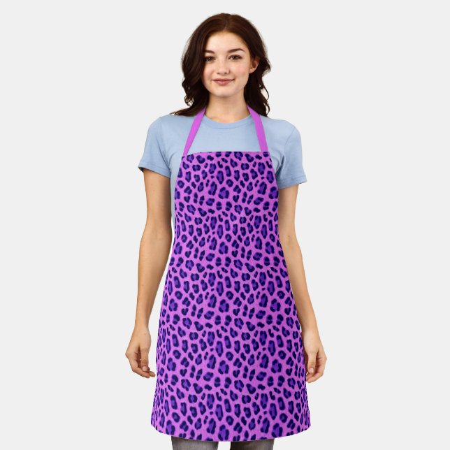 Pink Violet Leopard Animal Print Skin Pattern  Apron (Worn)