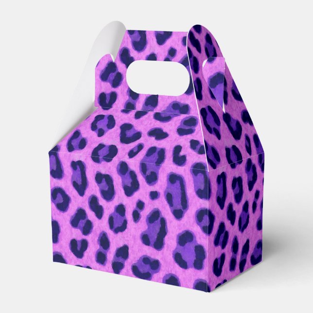 Pink Violet Leopard Animal Print Skin Pattern  Favour Box (Front Side)
